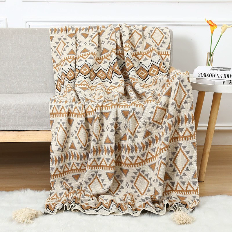Duvet for sleep, knitted sofa, boho style