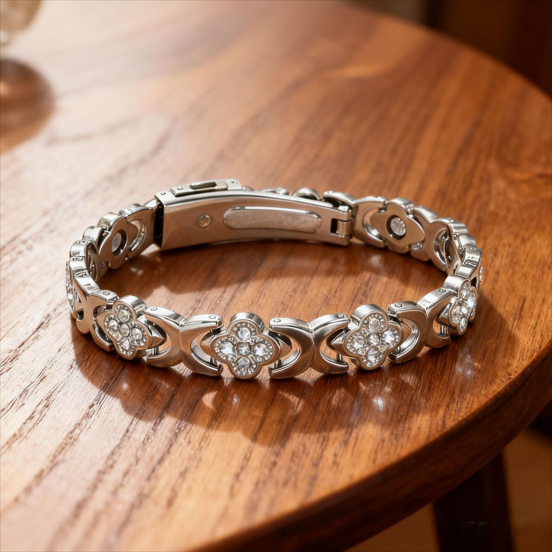 Pulsera de trébol de plata