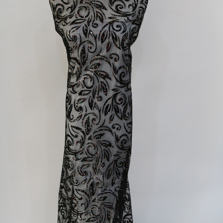 2024 nueva tela de malla de primavera y verano malla tridimensional encaje rociado oro alto brillo tela de vestido de boda