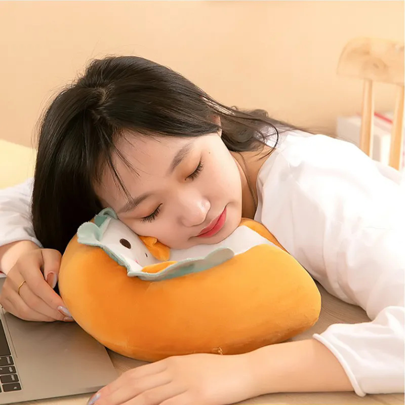 In Stock Creative Cartoon Plush Neck Toast Bread Travel Nap U-Shaped Pillow_voghion.com
