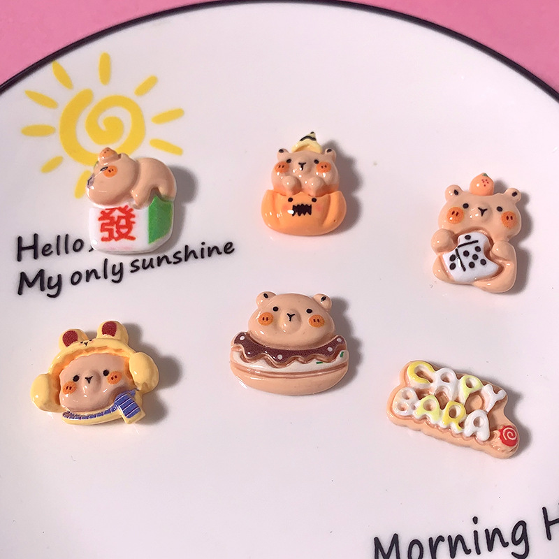 Caricatura brillante animal delfín oso de agua accesorios de resina DIY hechos a mano caja de teléfono móvil broche de cabello agujero de cuerda zapatos agujero decoración