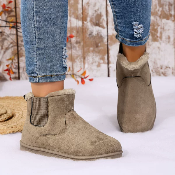 Foreign Trade Autumn and Winter Classic Women's Snow Boots, Simple Solid Color Thickened Cotton Shoes, Wear-Resistant and Non-Slip, Large Size Women's Boots