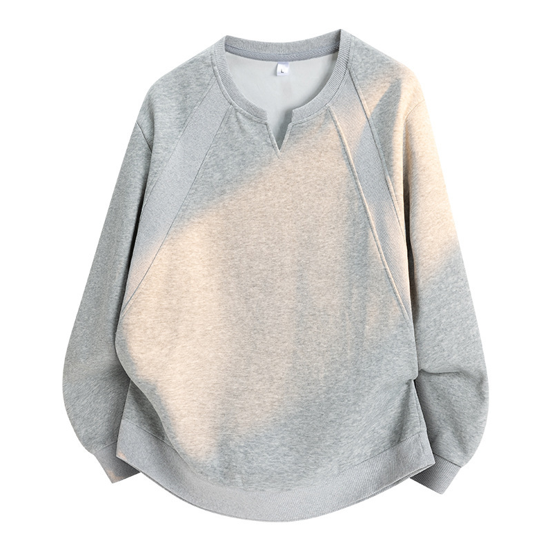 2026 Fall/Winter New Men's Oversized Cotton Sweatshirt with V-Neck Design, Loose Fit, Casual and Versatile, Regular Shoulder Top 2026 Fall/Winter New Men's Oversized Cotton Sweatshirt with V-Neck Design, Loose Fit, Casual and Versatile, Regular Shoulder Top