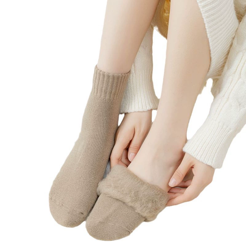 Cashmere demi-season warm socks, keep warm woolen boots, mid-length