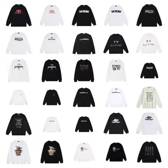 Cross-Border B Brand 25S Autumn and Winter New 400g Letter Print Logo Pure Cotton Round Neck Sweatshirt Casual Versatile for Men and Women
