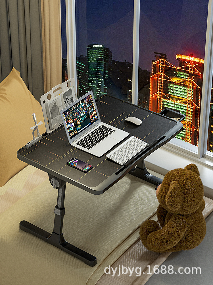 Plastic lazy bed desk foldable study desk laptop desk adjustable height foldable small black table