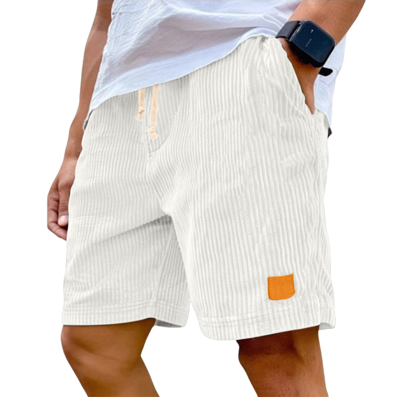 Europa y los Estados Unidos transfronterizos Amazon nuevo hombre retro bordado lámpara de cuero velcro cordón de moda pantalones cortos casuales estadounidenses