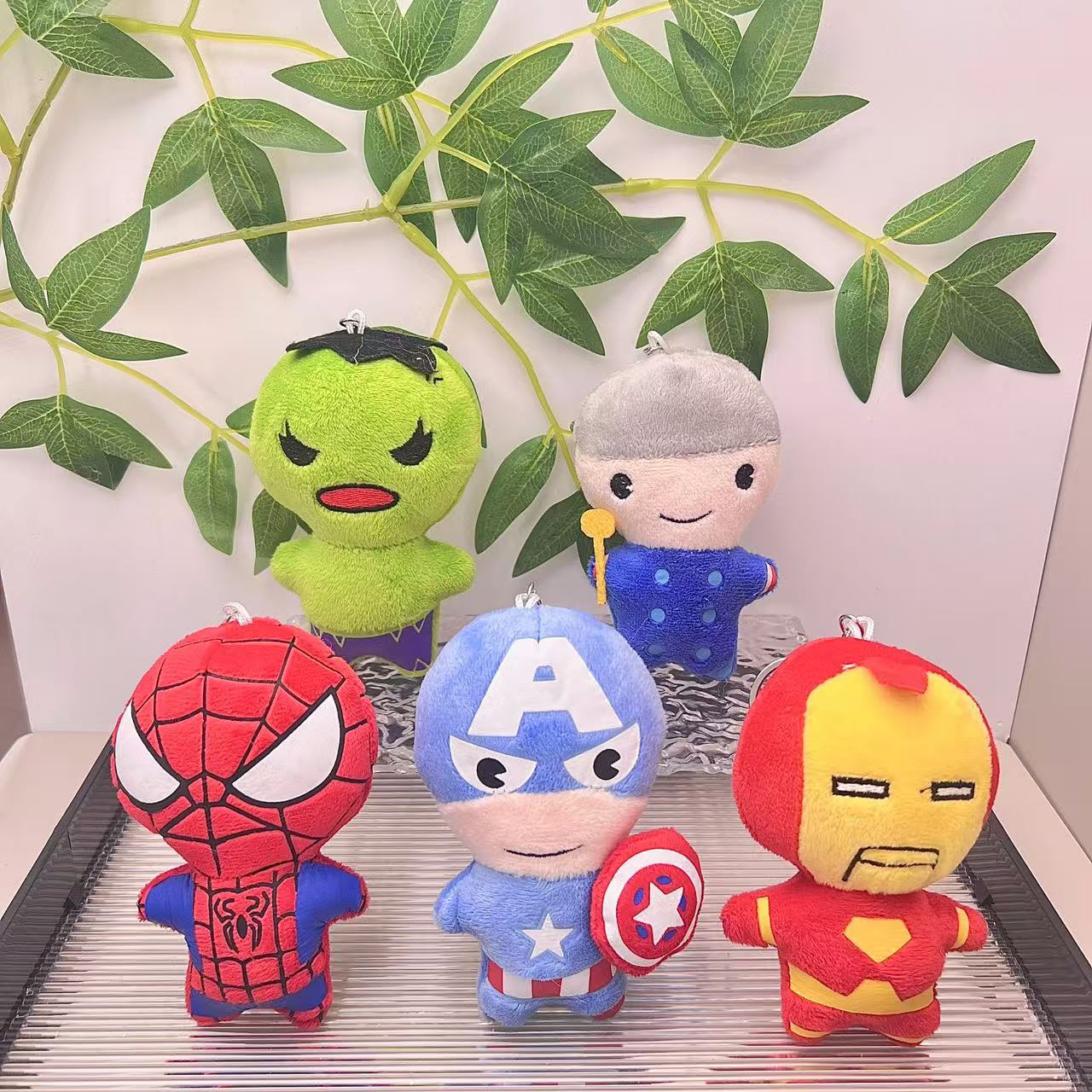 Internet Celebrity Avengers Pendant Spiderman Plush Toy small size Iron Man Doll Hanging Bag Keychain