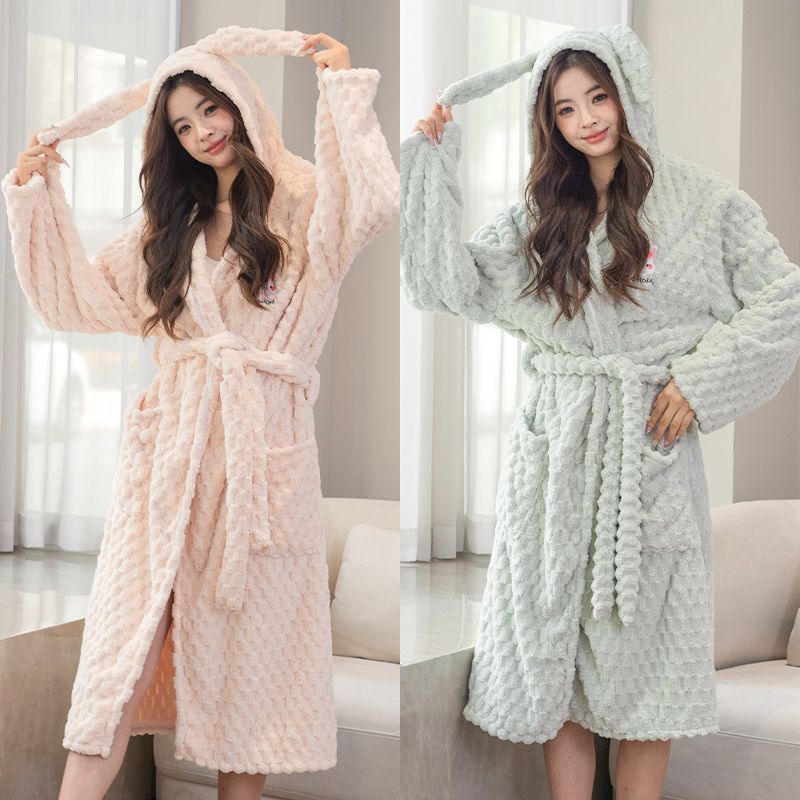 겨울 따뜻한 두꺼운 성인 목욕 가운 여성의 물 흡수성 빠른 건조 헤어 프리 목욕 가운 드라이 헤어 캡 목욕 수건 유니버설