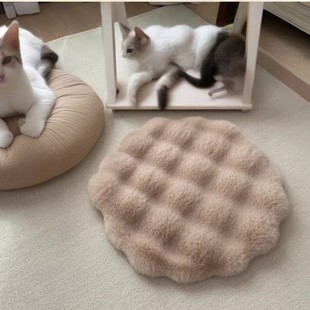 Cross-Border Machine Washable Round Rabbit Plush Pet Mat Cat Nest Warm Pet Supplies Dog Bed Pet Bed Pet Mat