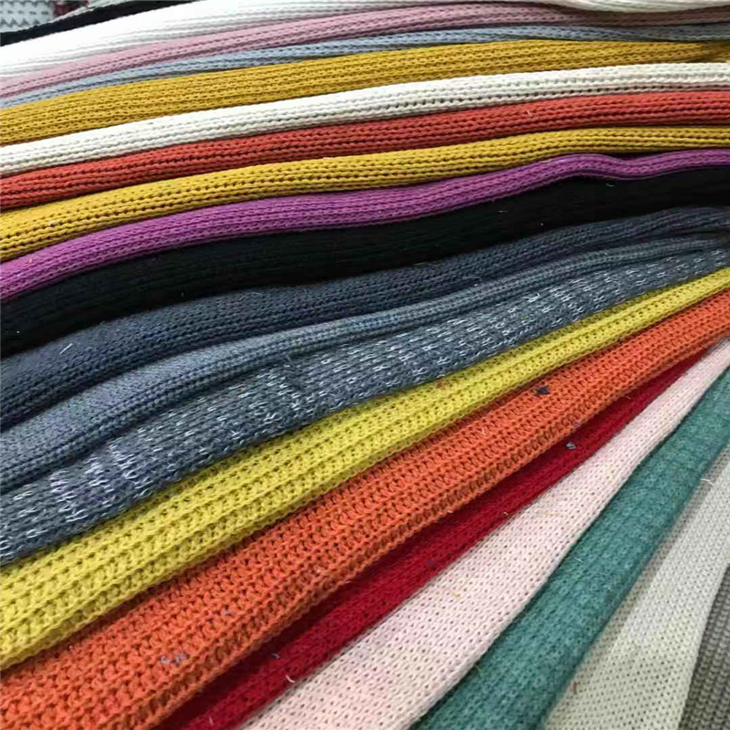 秋冬棉滌粗針毛圈布時裝面料 粗針毛線提花布料 滌綸針織面料批發