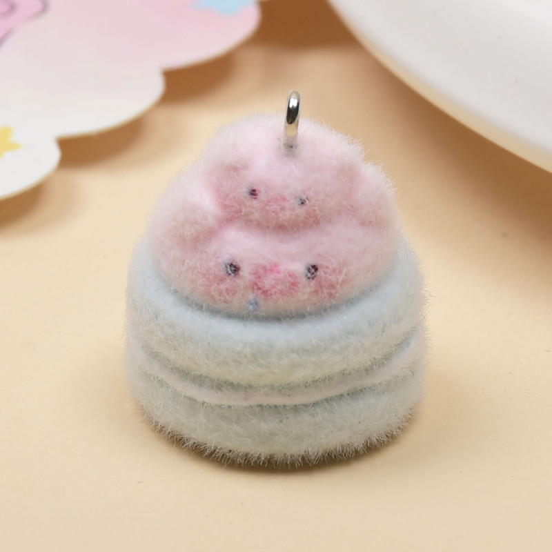 植毛かわいい動物ケーキバニーペンダント漫画 diy 植毛ペンダント携帯電話チェーンバッグペンダントアクセサリー|undefined