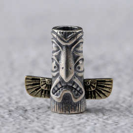 S925银 印第安羽蛇神 图腾柱线束背云文玩DIY束绳配饰