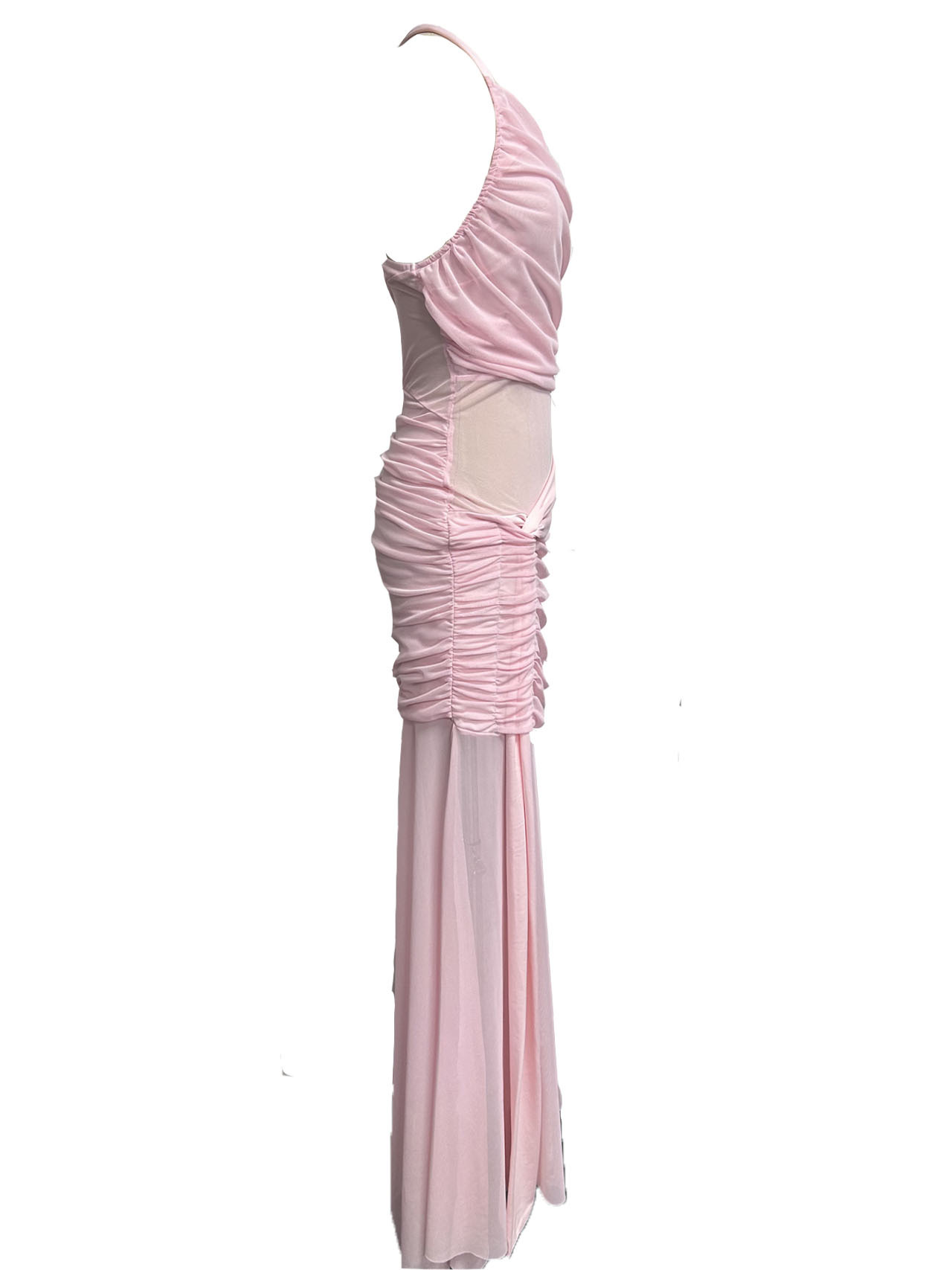 Off-Shoulder See Through Pleated Dress American Style Sexy Bodycon Slim Fit Hot Girl Fashion_ecoleips.com