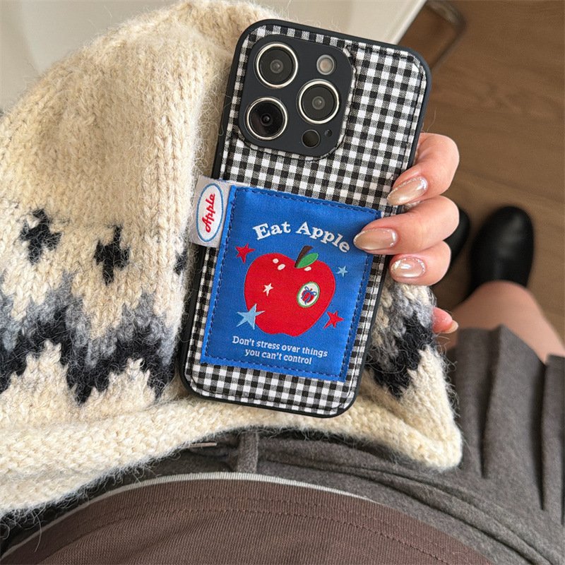 贴布标签黑白格纹星星苹果适用iPhone17promax手机壳苹果16/15pro