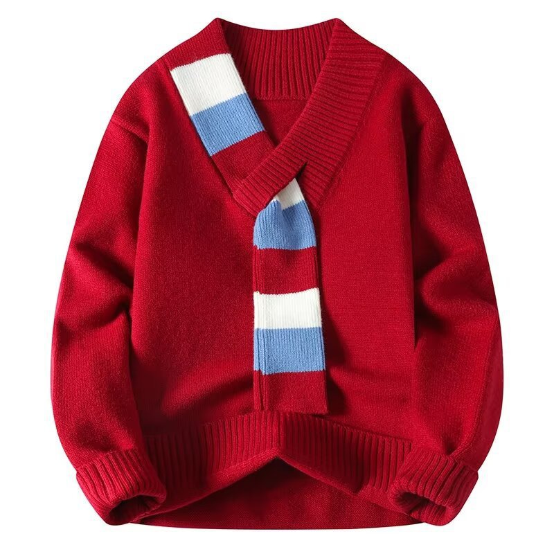 Explosiones transfronterizas de tamaño europeo de diseño de tren de rayas de tamaño grande sensación de camisa de punto suéter masculino sensación alta otoño invierno fábrica al por mayor