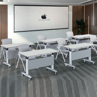 Folding Training Table, Conference Table and Chair Combination, Multi-Functional Removable Splicing Office Tutoring Class Long Double Desk