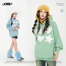 OREETA丨多巴胺卫衣女贴布绣oversize连帽卫衣特价清仓不退不换