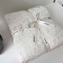 2025春夏新品全棉有氧双层纱印花系列四件套（叠拍图） 1.8m床笠