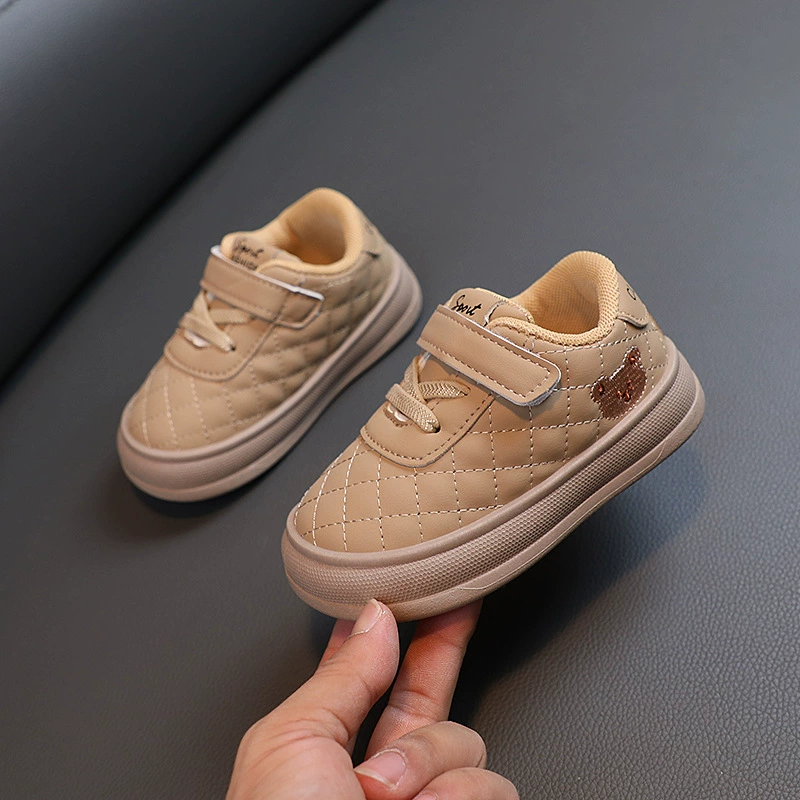 Children's sports shoes for boys, footwear, cartoon sneakers for leather shoes, 2023, with little bears
