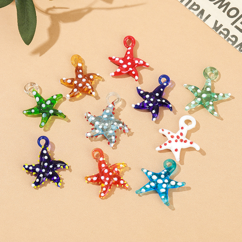 DIY Jewelry Accessories Classification 1 Piece Glass Starfish DIY Jewelry Accessories Pendant