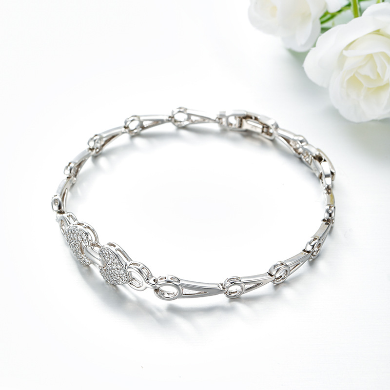 Xuping aleación de cobre chapado blanco incrustado de zircon nicho diseño de pulsera de viento personalizado reloj hebilla joyería