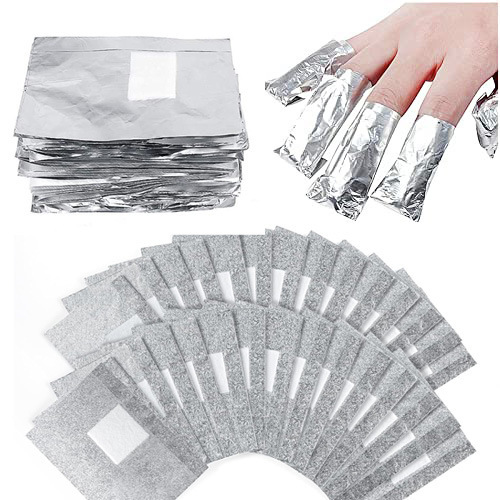 Cross-Border Manicure Nail Polish Foil Nail Polish Remover Glue Foil Manicure with Cotton Block Foil 100 Pieces Embossed Foil Foil