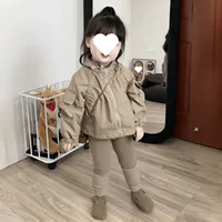 Новый детский осенний костюм, модная куртка для девочки, леггинсы, модный и универсальный комплект из двух предметов.