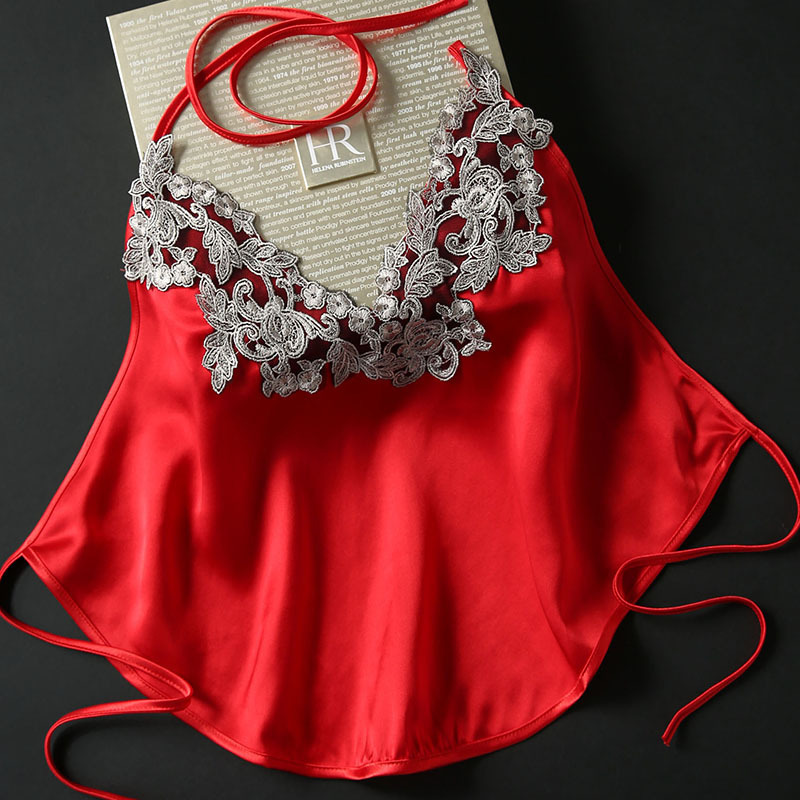Embroidered Silk Bellyband Women Red 100 Mulberry Silk Wedding Festive Summer Sexy Adult Sling Bib Thin