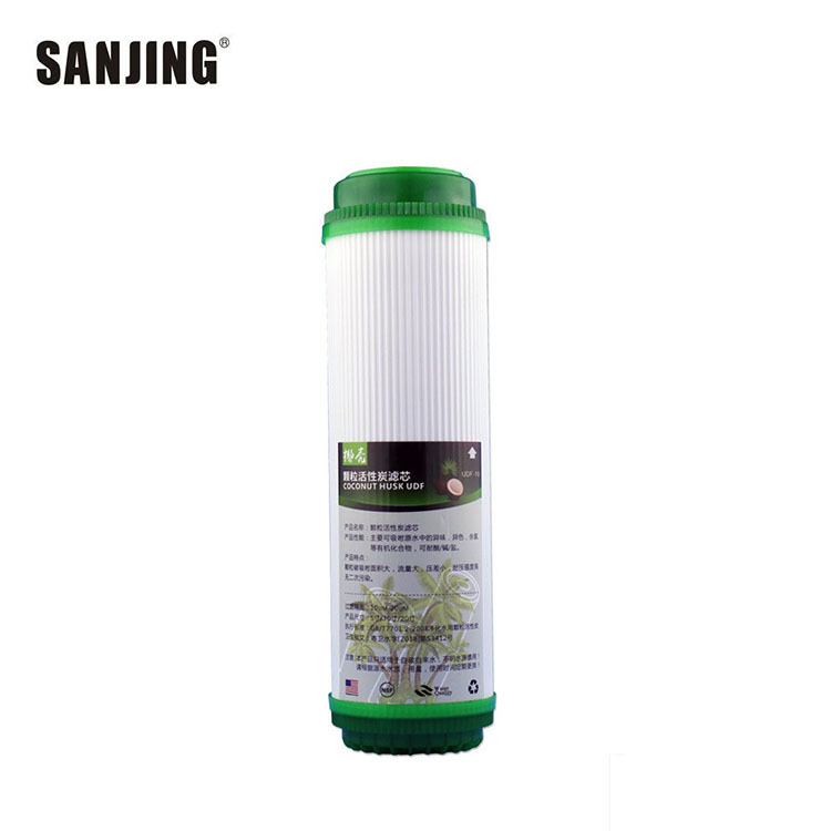 GAC cartucho de carbón activado filtro de eliminación de cloro filtro purificador de agua de alta gama elemento de filtro de carbón activado de cáscara de coco puro de 10 pulgadas UDF