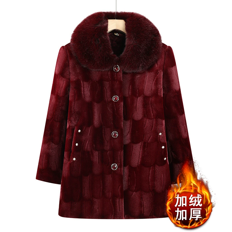 Бабушка зимняя шерстяная норковая шерстяная куртка женская средняя и пожилая норковая шуба мама меха хлопчатобумажная куртка пожилая хлопчатобумажная одежда