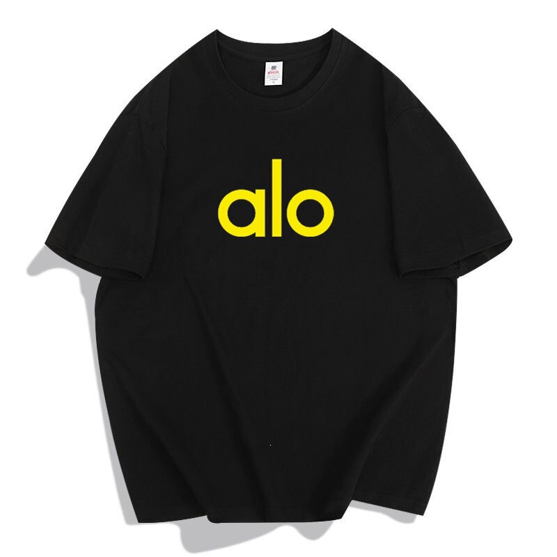 Cross-Border Cotton Short-Sleeve Women's In-Stock Alo High-Quality Short-Sleeve Mid-Length T-Shirt Unisex Couple Style Loose Casual Sexy Cross-Border Cotton Short-Sleeve Women's In-Stock Alo High-Quality Short-Sleeve Mid-Length T-Shirt Unisex Couple Style Loose Casual Sexy