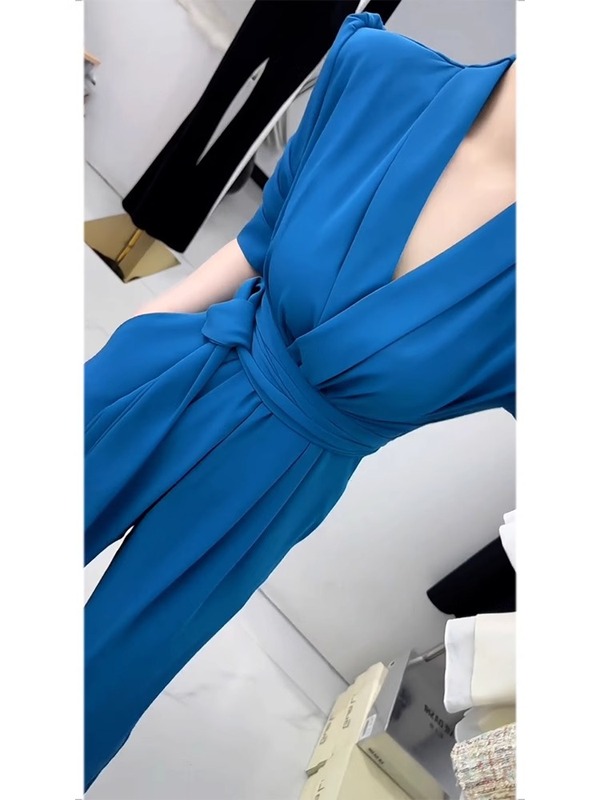 250459夏装高端网红连体裤气质优雅风高腰显瘦系带垂感修身连衣裤|undefined