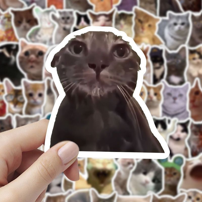 猫ミームステッカー300枚、かわいくて面白いゴーストキャットインスタイル絵文字、画像素材、手元帳ステッカー|undefined