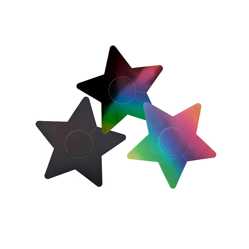 Inventario sin marcas de color ultravioleta sexy pasta de pecho láser de estrella desechable pasta de pecho de color sensible a la temperatura pasta de pecho