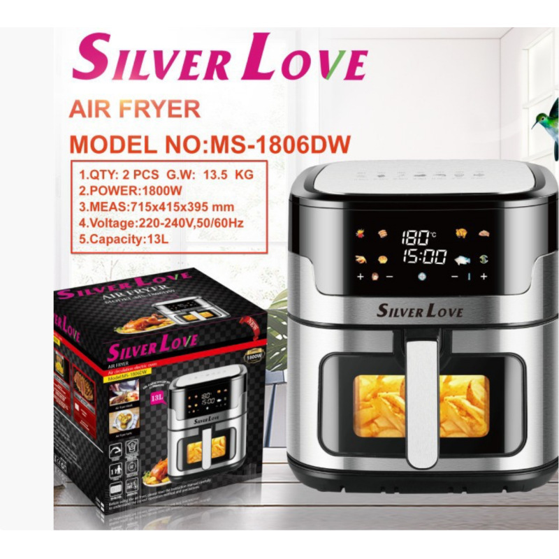 13L Cross-Border Foreign Trade Household Visual Air Fryer Stainless Steel Multi-Functional Large-Capacity Electric Fryer Manufacturer Wholesale