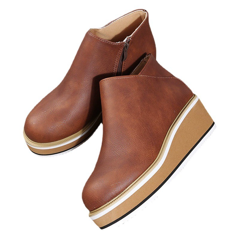 2021 Осенняя Новая повседневная Толстая обувь на каблуке с круглым носком в наличии, однотонная модная обувь в британском стиле с низким верхом, большие размеры