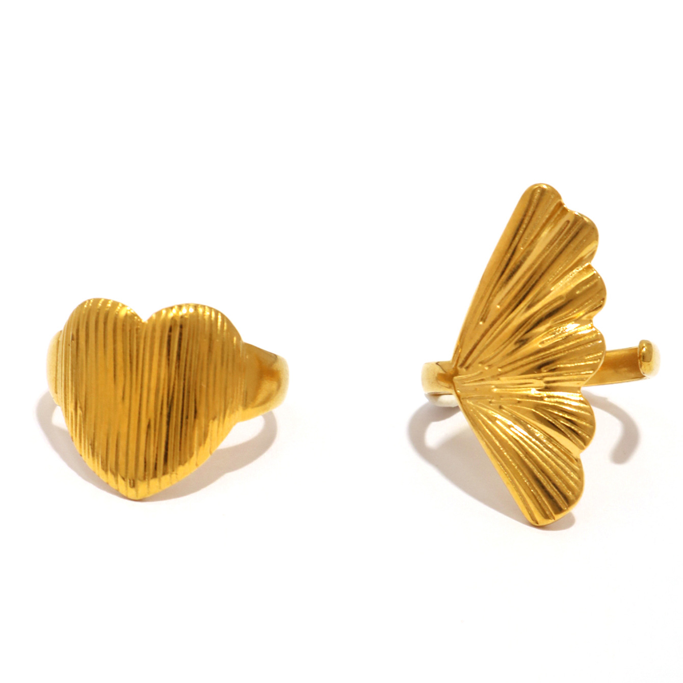 6g Weight Open Rings Classification Adjustable, One Size Ring Size 1 Piece Quantity Wholesale Jewelry Retro Leaf Heart Shape 304 Stainless Steel Plating Open Rings