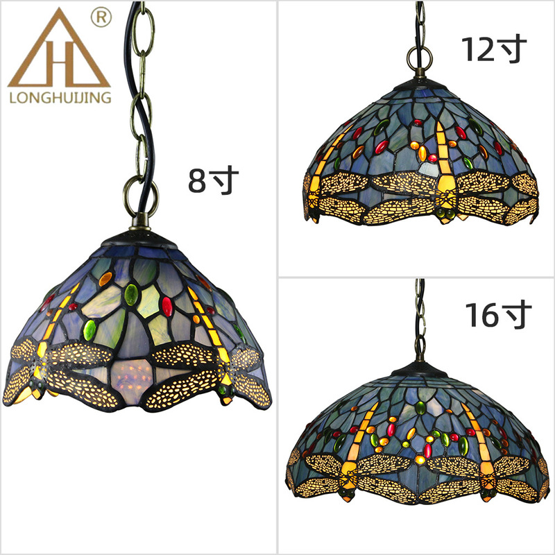Huijing Tiffany Chandelier Vintage Color Dragonfly Creative Glass Lighting Tiffany European Style Chandelier Vintage