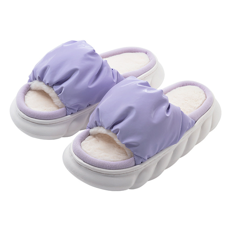 Autumn And Winter New Bread Plush Slippers For Women's Indoor Household Thick Bottom Eva Stepping On Shit Plush Slippers Spot Wholesale