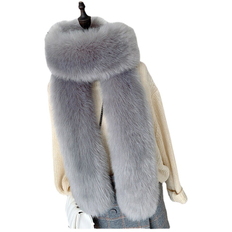 Long Neck Shawl Fur Scarf Imitation Fox Fur Collar Fur Fake Collar Winter Super Long Wool Scarf Cross-border