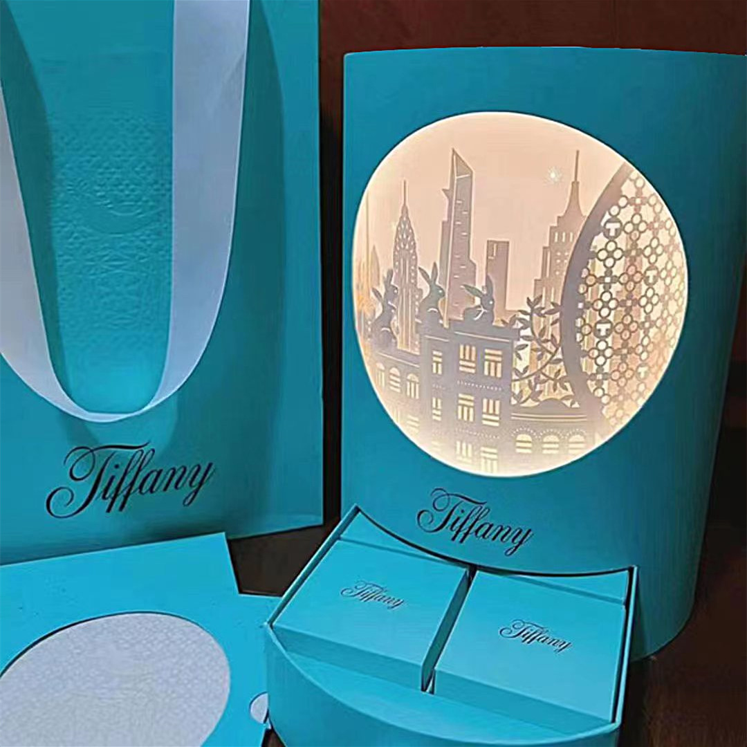 AI旋转发光圆桶礼盒年礼伴手礼旋转木马礼盒 AR旋转圆桶礼盒