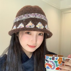 一眼沦陷~新款费尔岛复古针织渔夫帽女秋冬日系甜美显脸小毛线帽