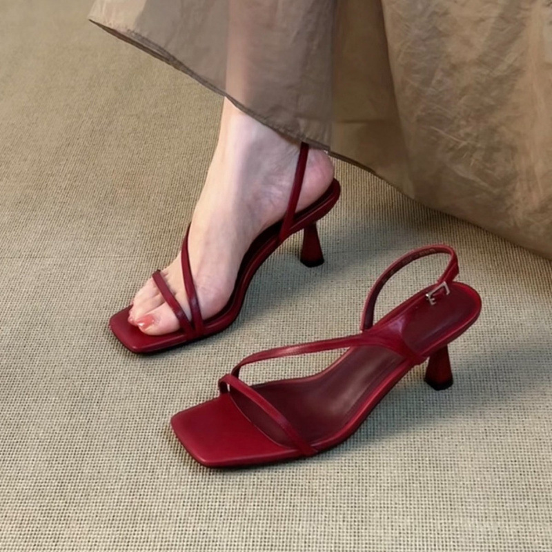 In-stock, drop-shipping available~French-style high-heeled women's sandals with thin heels that don't tire the feet, square toe, open-toe strap sandals In-stock, drop-shipping available~French-style high-heeled women's sandals with thin heels that don't tire the feet, square toe, open-toe strap sandals