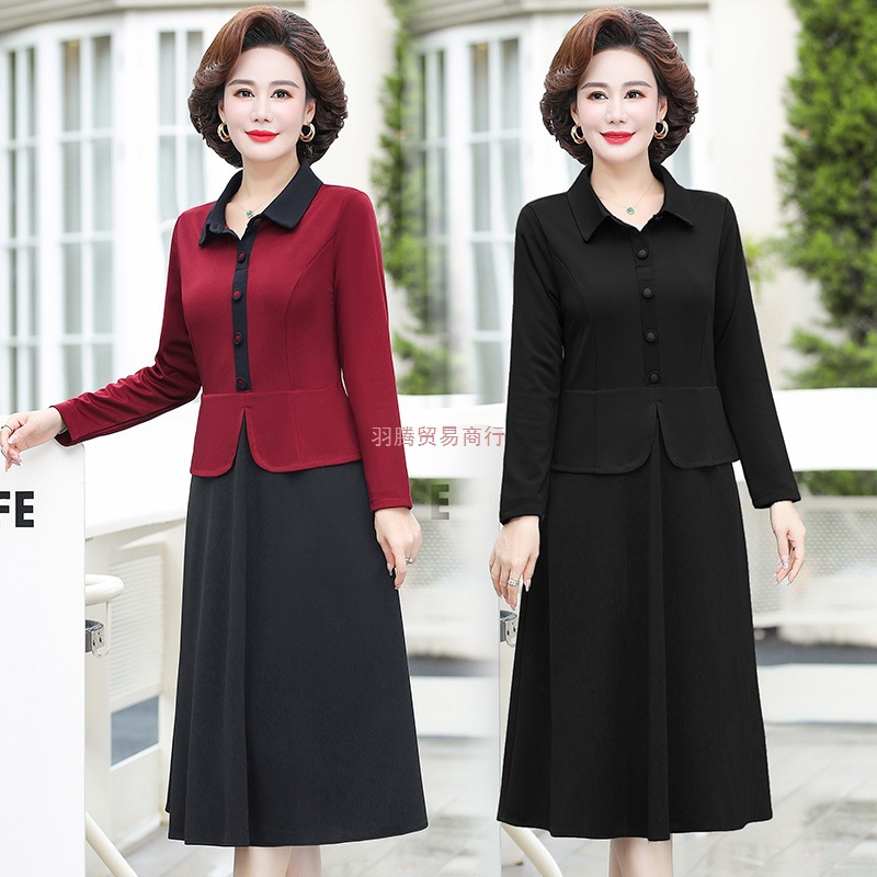 2023年轻喜婆婆婚宴礼服平时可穿洋气中年妈妈气质连衣裙春秋40岁