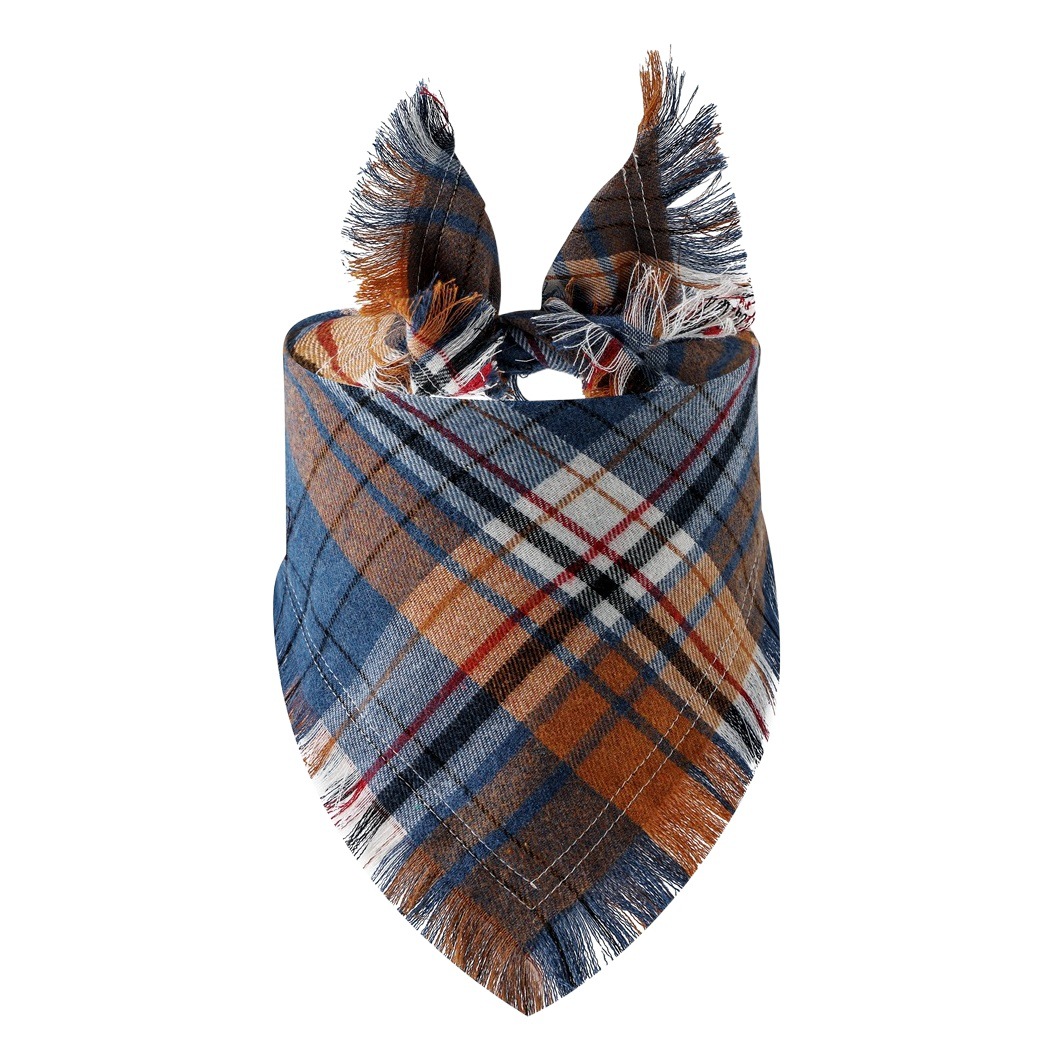 Ventas de la fábrica Nuevo en stock transfronterizo especial Plaid borla triángulo toalla mascota perro triángulo toalla mascota bufanda