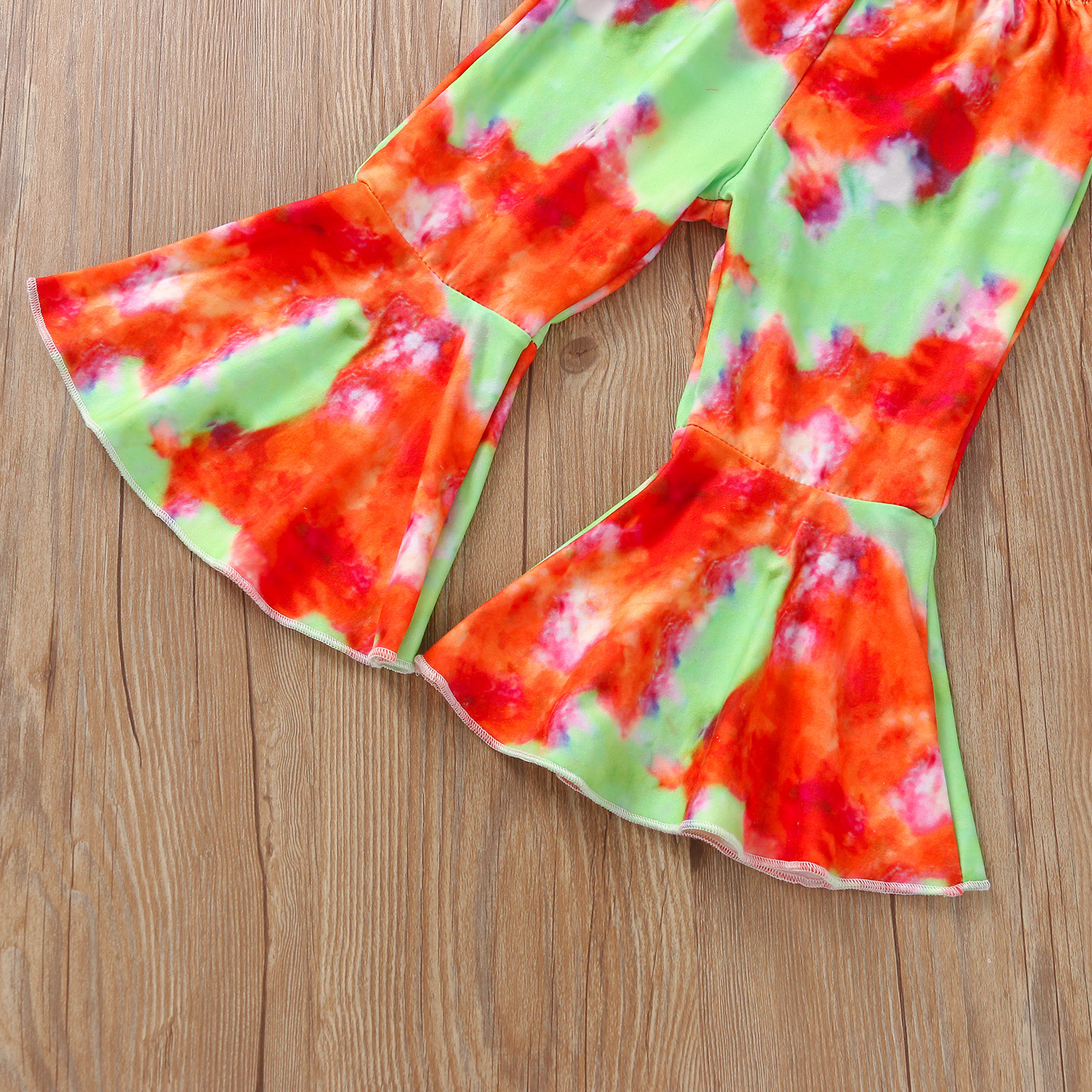 Halloween Fashion Pumpkin Tie Dye Cotton Girls Clothing Sets display picture 9