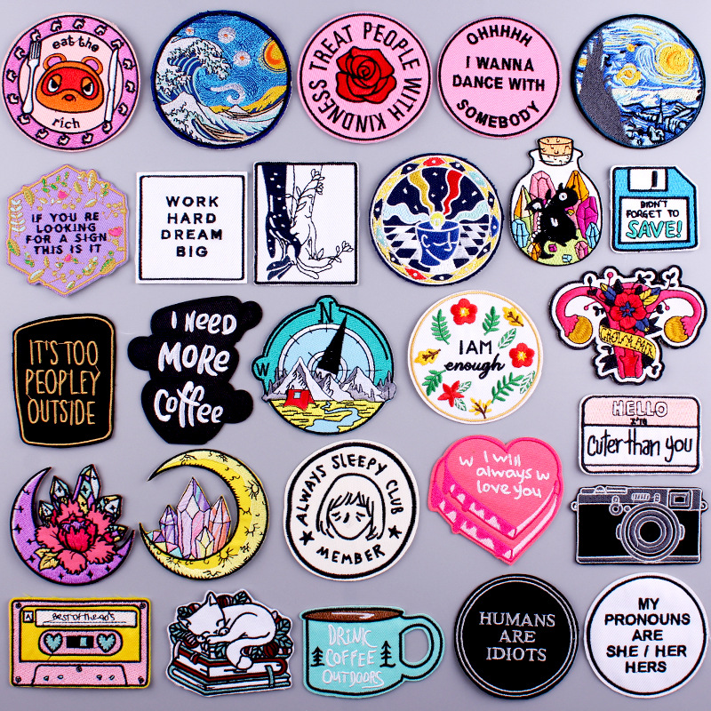 8g Weight Clothing Sticker Patches Classification 1 Piece Quantity Black Material Sea Wave, Landscape Pattern Cute Style 1 Piece Cute Sea Wave Landscape Black Clothing Sticker Patches 无