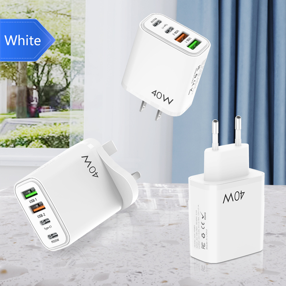 Explosions 2PD + 2USB Europe, America and Britain 40W mobile phone charger PD25W + USB multi-port mobile phone fast charging head