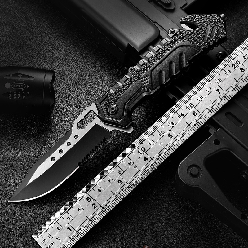 现货供应高硬度户外刀野外求生随身折叠小刀铝柄折刀防身水果刀具